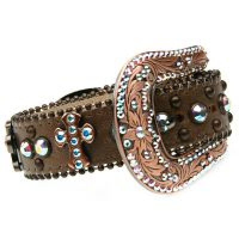 BB Simon Dog Collar - Brown with Large Buckle and Crystals
