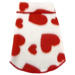 Fleece Pullover for Dogs - White with Red Hearts