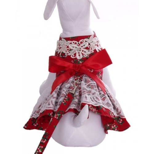 Peppermint Gal Holiday Doggy Dress w/Harness and Matching Leash!