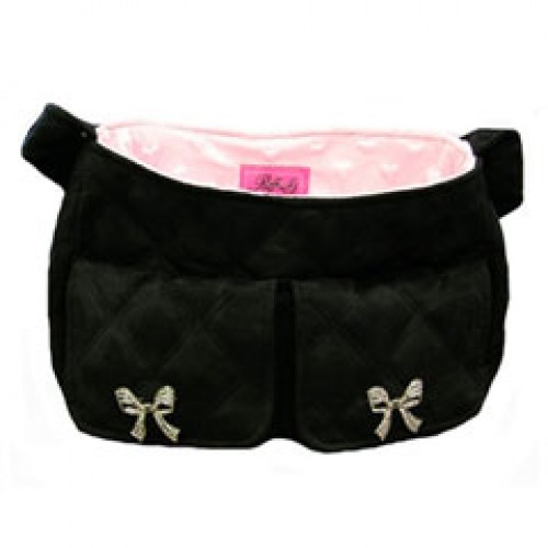 Snuggle Sack by Ruff Ruff Couture® - Coco Bow with Pink Lining - Large Messenger Bag, you can carry your baby everywhere with you both hands free & in style and its Made in the USA!